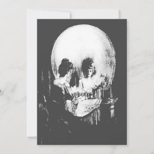 Carte Femme avec Halloween Réflexion crâne en miroir
