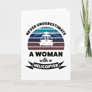 Carte Femme avec hélicoptère drôle cadeau maman