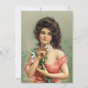 Carte Femme avec Lily   Louis Prang & Co.