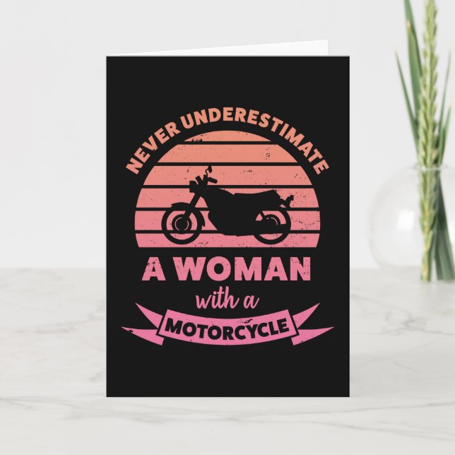 Carte Femme avec une moto Dons Amusante Femme (Devant)
