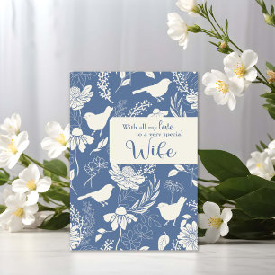 Carte Femme Birthday Blue Birds and Blossoms