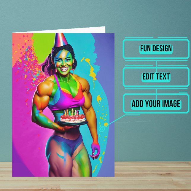 Carte Femme Bodybuilder Lesbian Anniversaire (Make sure their LGBTQ+ birthday is as gay as they are.)