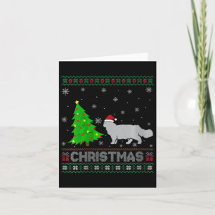Carte Femme Chat Perse Xmas Arbre Éclairage Noël laid