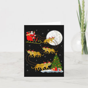 Carte Femme Cheetah Père Noël Traîneau Volant Drôle Magi
