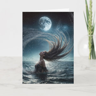 Carte Femme D'Anniversaire Au Feu De Lune Océanique