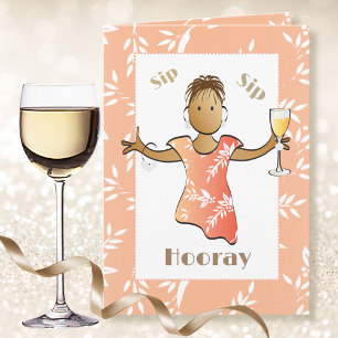 Carte Femme de dessin animé ethnique Champagne 40e anniv