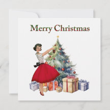 Femme de Noël 1950 avec sapin de Noël