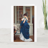 Femme élégante victorienne lisant dans une bibliot