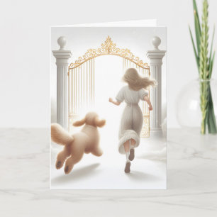 Carte Femme et Labradoodle à la porte du Ciel