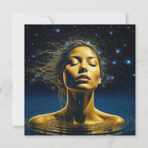 Carte Femme éthérée méditant sous les étoiles