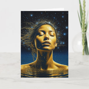 Carte Femme éthérée méditant sous les étoiles