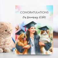 Femme Félicitations Vétérinaire Cute Dog & Cat