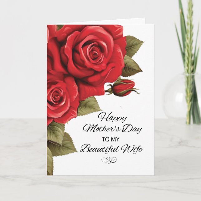 Carte FEMME Fête des mères Amour et Roses rouges (Devant)