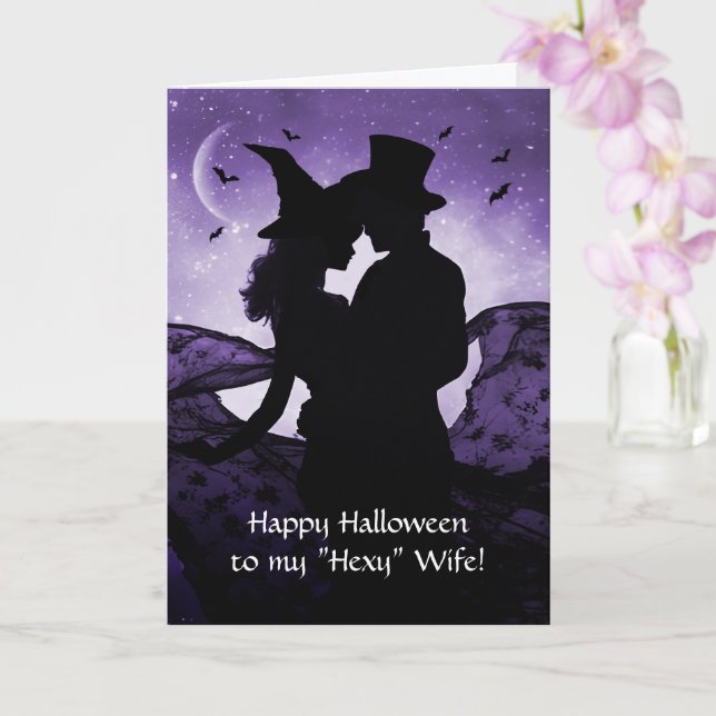 Carte Femme Halloween heureux avec couple romantique (Orchidée)