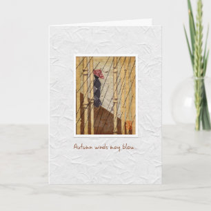 Carte Femme japonaise en pluie "Vents d'automne" amitié