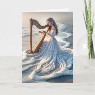 Carte Femme Jouant d'une harpe dans l'eau de mer