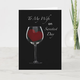 Carte Femme le plus doux jour Coeur rouge dans le verre