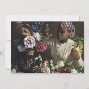 Carte Femme noire avec des pivoines   Fré dé ric Bazil