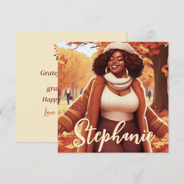 Carte Femme Noire Courbe Chute Blisses Thanksgiving (Devant / Derrière)