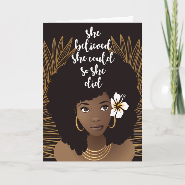 Carte Femme Noire, Elle Croyait Qu'Elle Pourrait, Diplôm (Devant)