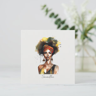 Carte Femme noire portant un foulard ethnique