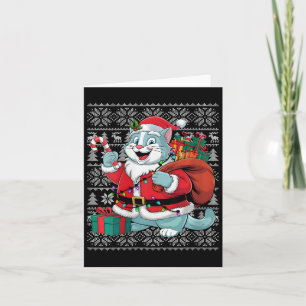 Carte Femme Polar Chat Xmas Sweat Style Vilain Père Noël