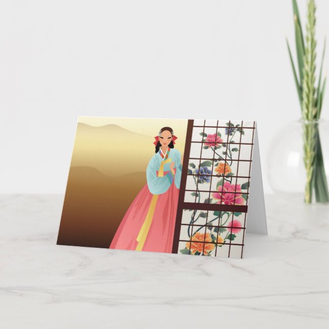 Carte femme portant un hanbok (Devant)
