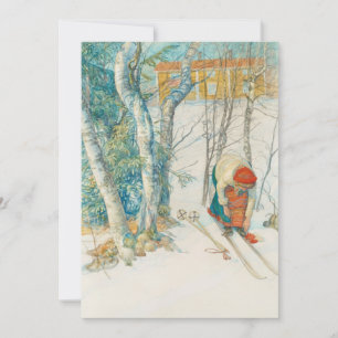 Carte Femme Putting on Skis - Skidloperskan