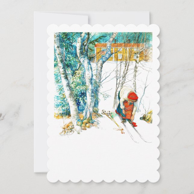 Carte Femme qui met sur son skis (Devant)