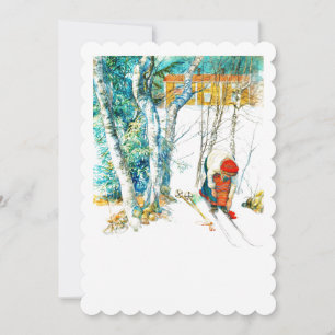 Carte Femme qui met sur son skis