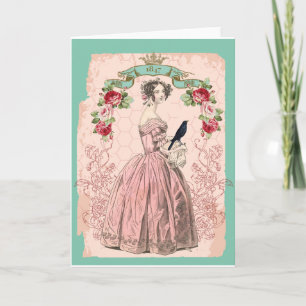 Carte Femme rose victorienne