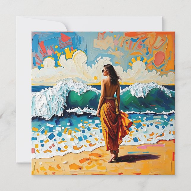 Carte Femme sur la plage Art balnéaire Abstrait (Devant)