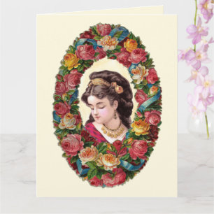 Carte Femme victorienne à l'intérieur de la couronne Ros