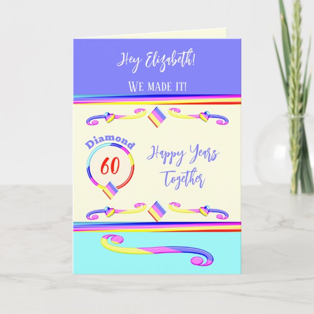 Carte Femme vous aime diamant 60e anniversaire violet (Devant)