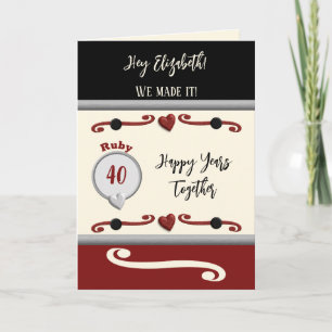 Carte Femme vous aime ruby 40e anniversaire noir