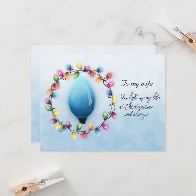 Carte Femme Vous illuminez ma vie à Noël toujours (Devant/Arrière en situation)