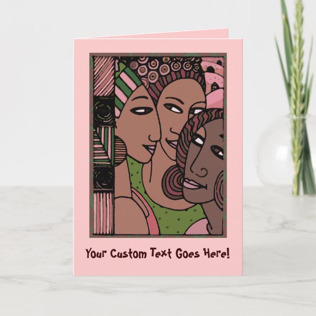 Carte Femmes afro-américaines roses et vertes (Devant)