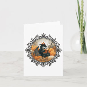 Carte Femmes Dragon Lecture Livres Avec Fall Pumpkin Fan
