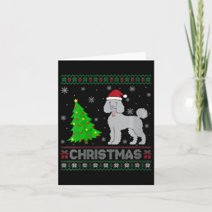 Carte Femmes Poodle Chien Xmas Arbre Éclairage Noël laid