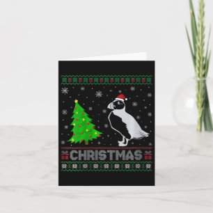 Carte Femmes Puffin Xmas Arbre Éclairage de Noël laid Va