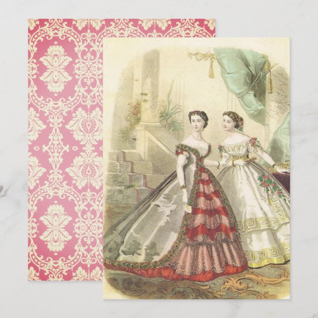 Carte Femmes vintages des années 1860 (Devant / Derrière)