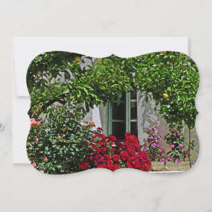 CARTE FENÊTRE AVEC FLEURS ET LÉMONS
