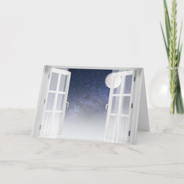 Carte fenêtre avec pleine lune et étoiles (Devant)