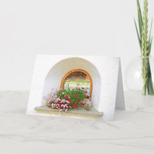 Carte Fenêtre vintage avec fleurs