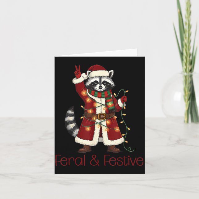 Carte Feral And Festive Raccoon Funny Christmas  (Devant)