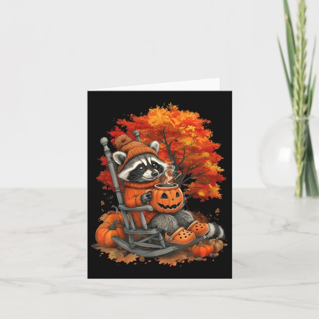 Carte Feral Girl Fall Raccoon Halloween Citrouille Racco (Devant)