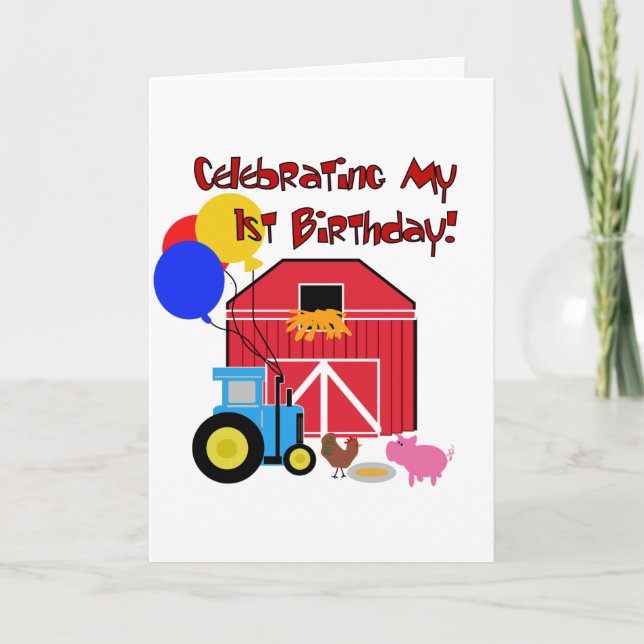 Carte Ferme 1er Anniversaire Tshirts et cadeaux (Devant)