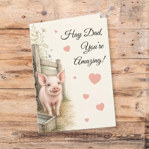 Carte Ferme de doux porcelet Papa Incroyable Fête des Pè