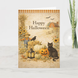 Carte Ferme Rouge Grange Halloween