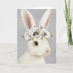 Carte ferme vintage moderne lapin blanc